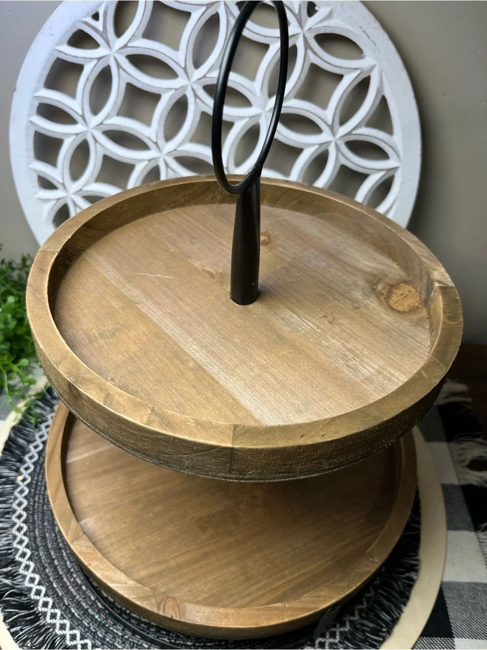 Modern Farmhouse Tiered Wood Tray